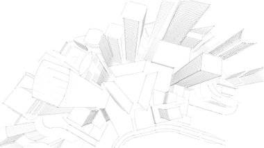 Mimari bina, kentsel kentsel illüstrasyon tasarımı, soyut arkaplan.