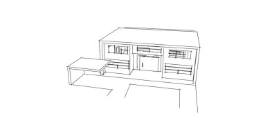  Mimari bina tasarımının 3 boyutlu illüstrasyonu