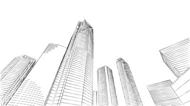 Mimari bina, kentsel kentsel illüstrasyon tasarımı, soyut arkaplan.