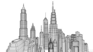 Mimari bina, kentsel kentsel illüstrasyon tasarımı, soyut arkaplan.