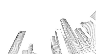 Mimari bina, kentsel kentsel illüstrasyon tasarımı, soyut arkaplan.