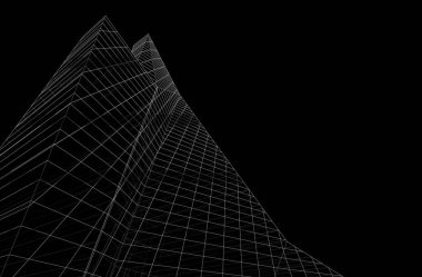 Mimari bina tasarımının 3 boyutlu illüstrasyonu