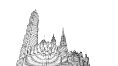 Mimari bina, kentsel kentsel illüstrasyon tasarımı, soyut arkaplan.