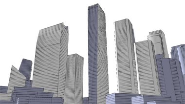 Mimari bina, kentsel kentsel illüstrasyon tasarımı, soyut arkaplan.