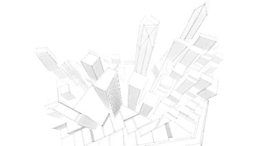 Mimari bina, kentsel kentsel illüstrasyon tasarımı, soyut arkaplan.