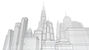 Mimari bina, kentsel kentsel illüstrasyon tasarımı, soyut arkaplan.