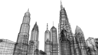 Mimari bina, kentsel kentsel illüstrasyon tasarımı, soyut arkaplan.