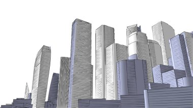 Mimari bina, kentsel kentsel illüstrasyon tasarımı, soyut arkaplan.