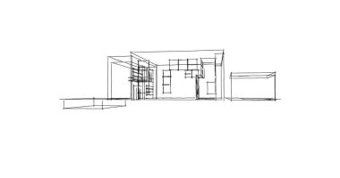  Mimari bina tasarımının 3 boyutlu illüstrasyonu