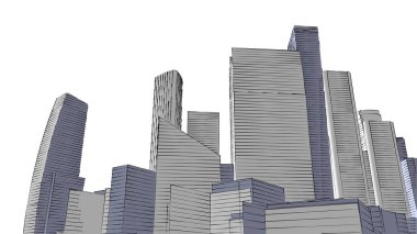 Mimari bina, kentsel kentsel illüstrasyon tasarımı, soyut arkaplan.