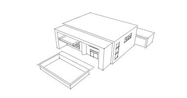  Mimari bina tasarımının 3 boyutlu illüstrasyonu