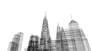 Mimari bina, kentsel kentsel illüstrasyon tasarımı, soyut arkaplan.