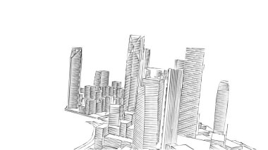 Mimari bina, kentsel kentsel illüstrasyon tasarımı, soyut arkaplan.