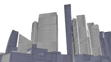 Mimari bina, kentsel kentsel illüstrasyon tasarımı, soyut arkaplan.