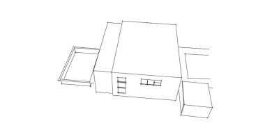  Mimari bina tasarımının 3 boyutlu illüstrasyonu