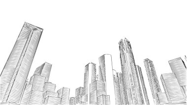 Mimari bina, kentsel kentsel illüstrasyon tasarımı, soyut arkaplan.