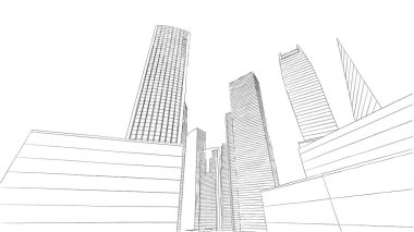 Mimari bina, kentsel kentsel illüstrasyon tasarımı, soyut arkaplan.