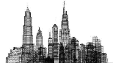 Mimari bina, kentsel kentsel illüstrasyon tasarımı, soyut arkaplan.