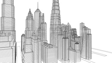 Mimari bina, kentsel kentsel illüstrasyon tasarımı, soyut arkaplan.