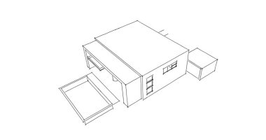  Mimari bina tasarımının 3 boyutlu illüstrasyonu