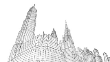 Mimari bina, kentsel kentsel illüstrasyon tasarımı, soyut arkaplan.