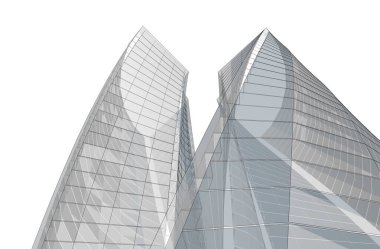 Mimari bina tasarımının 3 boyutlu illüstrasyonu