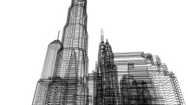 Mimari bina, kentsel kentsel illüstrasyon tasarımı, soyut arkaplan.