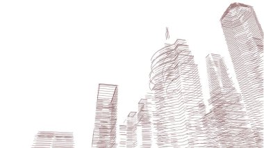 Mimari bina, kentsel kentsel illüstrasyon tasarımı, soyut arkaplan.