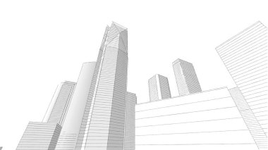 Mimari bina, kentsel kentsel illüstrasyon tasarımı, soyut arkaplan.