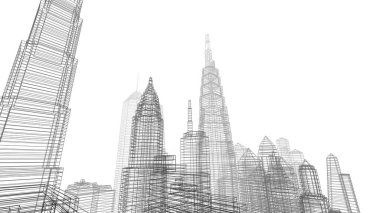 Mimari bina, kentsel kentsel illüstrasyon tasarımı, soyut arkaplan.