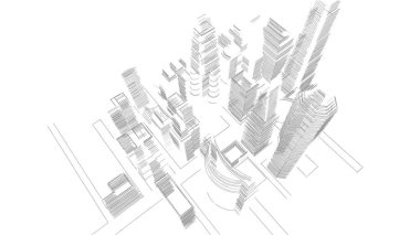 Mimari bina, kentsel kentsel illüstrasyon tasarımı, soyut arkaplan.