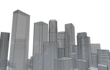 Mimari bina tasarımının 3 boyutlu illüstrasyonu