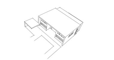  Mimari bina tasarımının 3 boyutlu illüstrasyonu