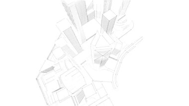 Mimari bina, kentsel kentsel illüstrasyon tasarımı, soyut arkaplan.