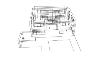  Mimari bina tasarımının 3 boyutlu illüstrasyonu