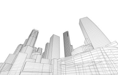 Mimari bina tasarımının 3 boyutlu illüstrasyonu