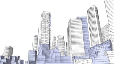 Mimari bina, kentsel kentsel illüstrasyon tasarımı, soyut arkaplan.