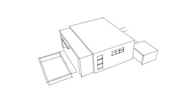  Mimari bina tasarımının 3 boyutlu illüstrasyonu