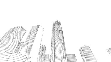 Mimari bina, kentsel kentsel illüstrasyon tasarımı, soyut arkaplan.