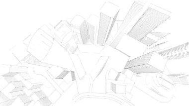 Mimari bina, kentsel kentsel illüstrasyon tasarımı, soyut arkaplan.