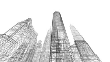 Mimari bina, kentsel kentsel illüstrasyon tasarımı, soyut arkaplan.