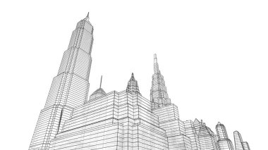 Mimari bina, kentsel kentsel illüstrasyon tasarımı, soyut arkaplan.