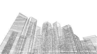 Mimari bina, kentsel kentsel illüstrasyon tasarımı, soyut arkaplan.