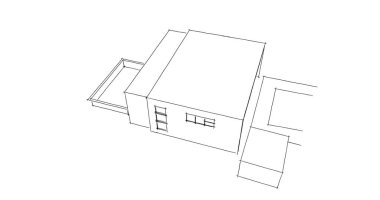  Mimari bina tasarımının 3 boyutlu illüstrasyonu