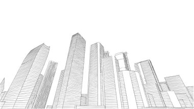 Mimari bina, kentsel kentsel illüstrasyon tasarımı, soyut arkaplan.