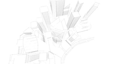 Mimari bina, kentsel kentsel illüstrasyon tasarımı, soyut arkaplan.