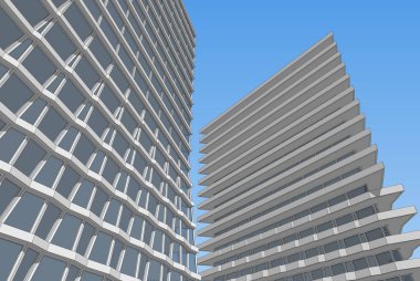 Mimari bina tasarımının 3 boyutlu illüstrasyonu