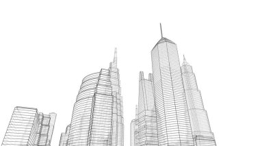 Mimari bina, kentsel kentsel illüstrasyon tasarımı, soyut arkaplan.