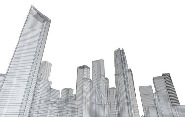 Mimari bina tasarımının 3 boyutlu illüstrasyonu