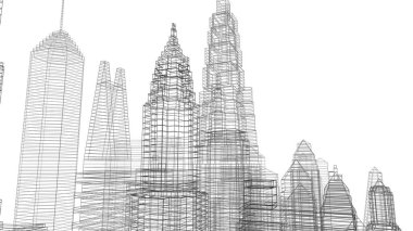 Mimari bina, kentsel kentsel illüstrasyon tasarımı, soyut arkaplan.